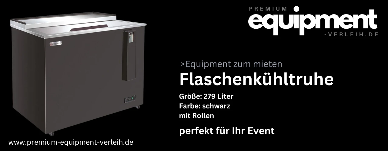 Schwarze Flaschenkühltruhe mit Rollen, 279 Liter